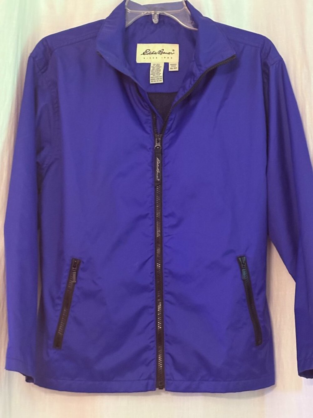 Eddie Bauer Zip up, Blue Windbreaker, Size XS/XP